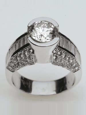 Heavy Bezel Set Engagement Ring