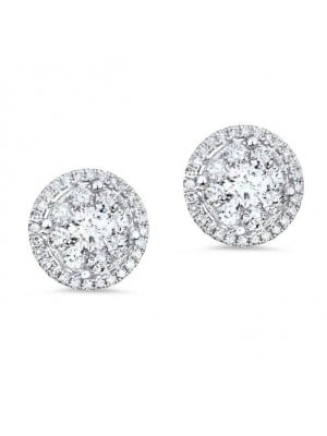Invisible Setting Diamond Earring Studs