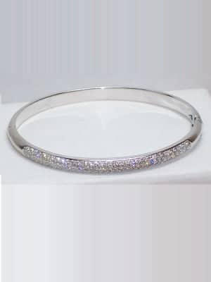 Micro Pave Set Diamond Bangle Bracelet in 18k White Gold
