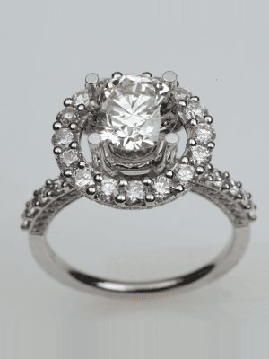 Pave Single Halo Setting Engagement Ring
