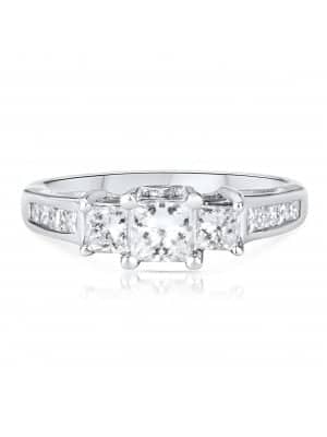 Princess Cut Side Stone Diamond Engagement Ring