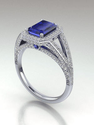Sapphire Emerald Cut Engagement Rings