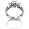 Crossed Head Three Stone Engagement Ring