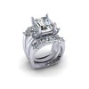 Emerald Cut Three-Stone Wedding Set With 2 Matching Curved Bands