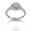 Halo Cathedral Engagement Ring with Bezel Set Diamonds