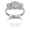 Three-Stone 4-Prong Engagement Ring in 18k White Gold
