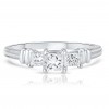 Three Stone Princess Cut Diamond Engagement Ring in Platinum