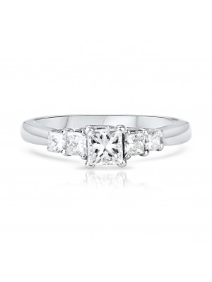 5 Stone Princess Cut Diamond Engagement Ring