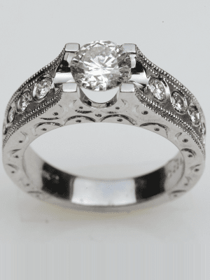Bezel Set Round Cut Diamond Engagement Ring Semi-Mount