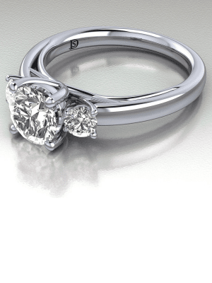 Crossed Head Three Stone Engagement Ring