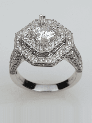 Diagonally Square Princess Cut Diamond Engagement Ring