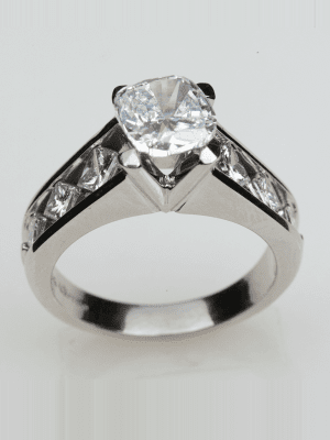 Princess Cut Diamond Engagement Ring Diagonally Set