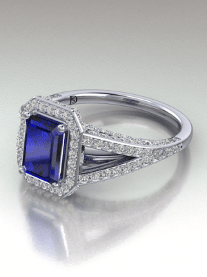 Sapphire Emerald Cut Engagement Rings