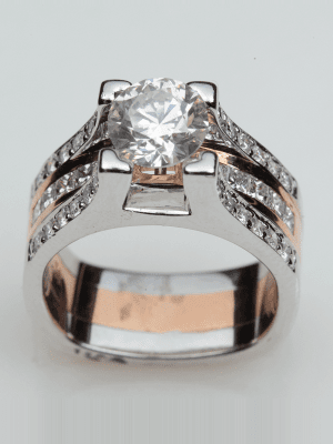 Two Tone Wide Semi Mount Engagement Ring