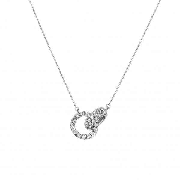 18k White Gold Pave Diamond Pendant Necklace
