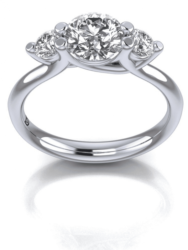 3 Stone Engagement Ring with Low Profile Tulip Setting