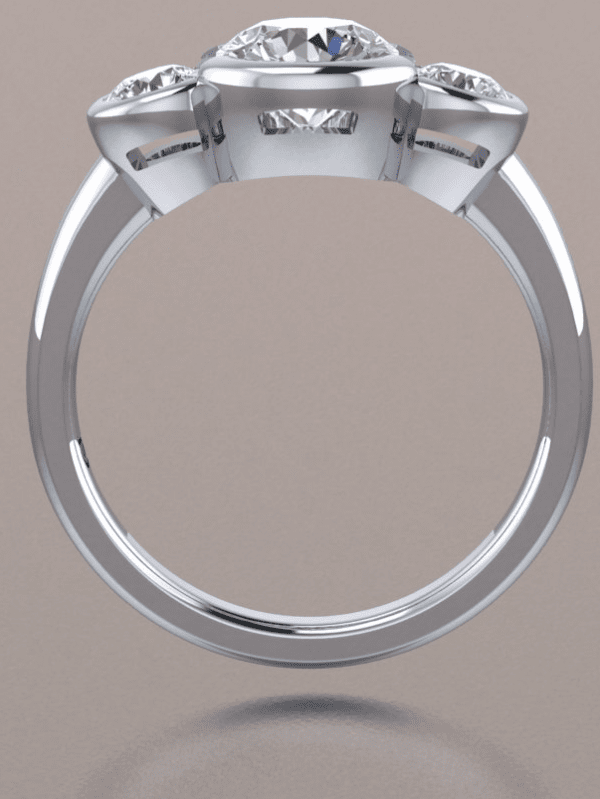 Bezel-Set Diamond Three-Stone Ring in 18k White Gold