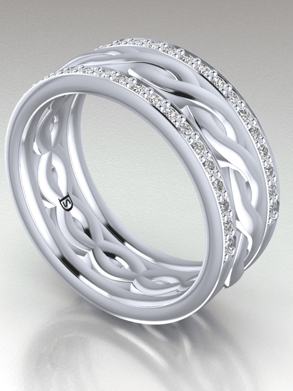 Braided Diamond Wedding Ring in 18k White Gold