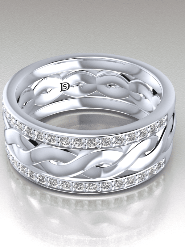 Braided Diamond Wedding Ring in 18k White Gold