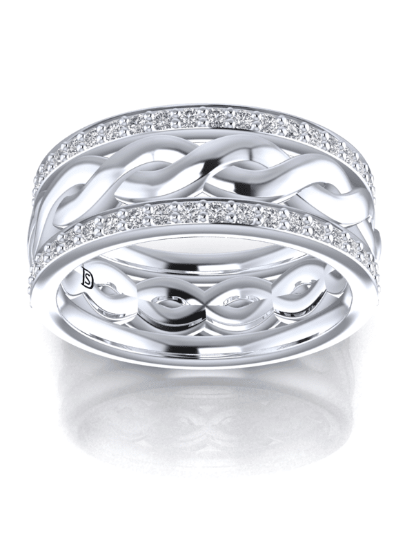 Braided Diamond Wedding Ring in 18k White Gold