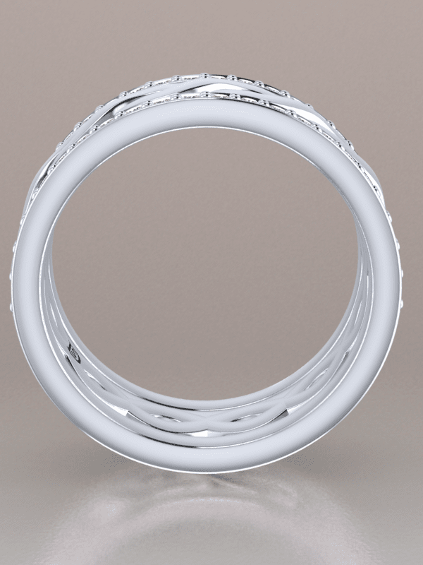 Braided Diamond Wedding Ring in 18k White Gold