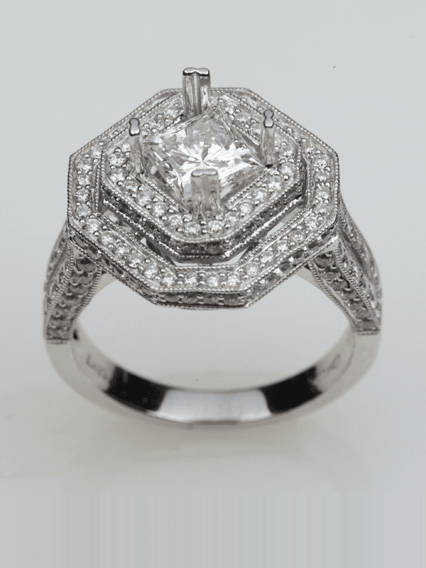 Diagonally Square Princess Cut Diamond Engagement Ring