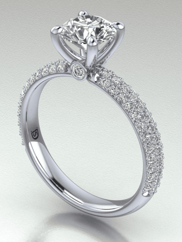 Domed Pave Diamond Engagement Ring
