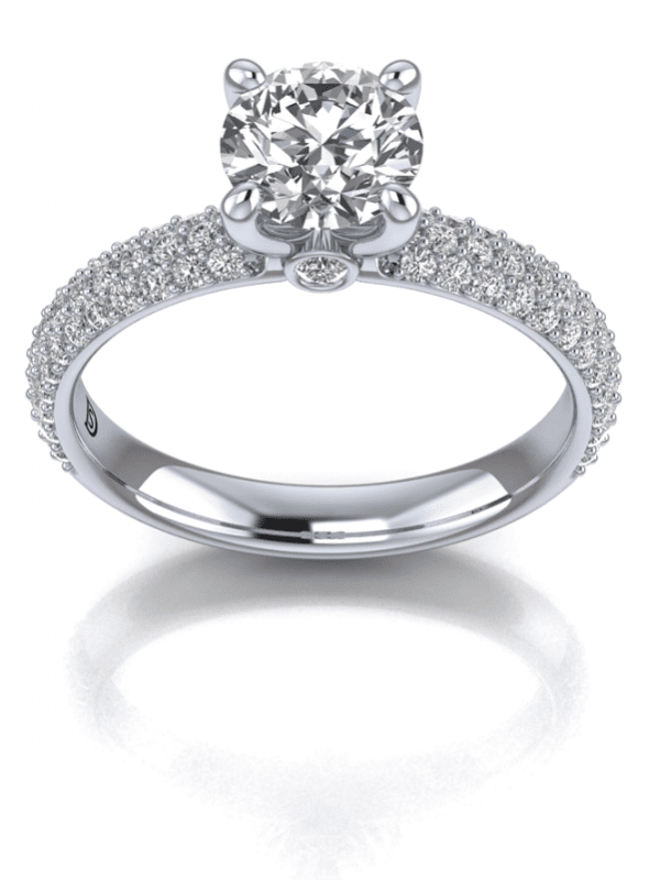 Domed Pave Diamond Engagement Ring