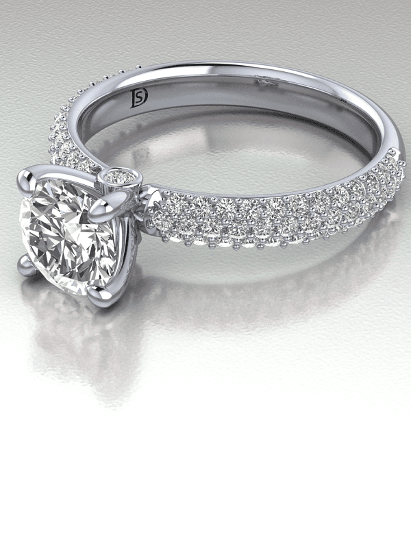 Domed Pave Diamond Engagement Ring