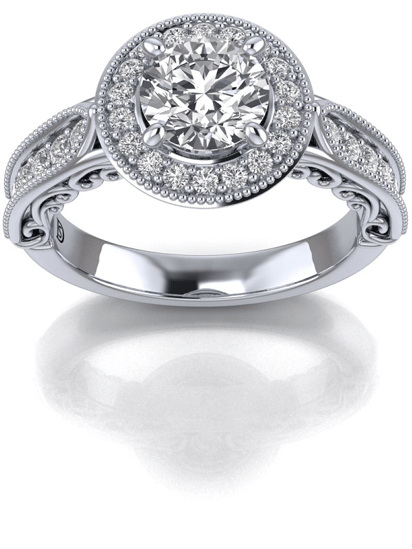 Filigree Vintage Style Engagement Ring