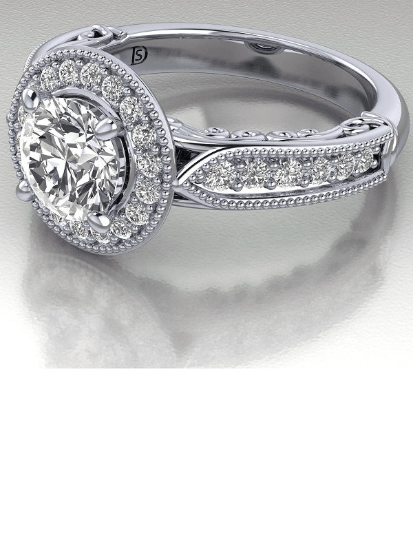 Filigree Vintage Style Engagement Ring