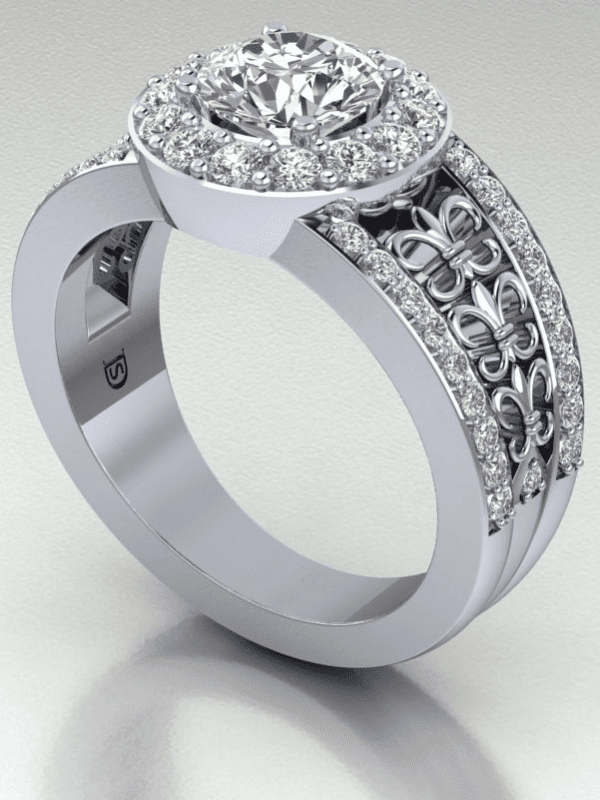 Fleur de Lis Engagement Ring