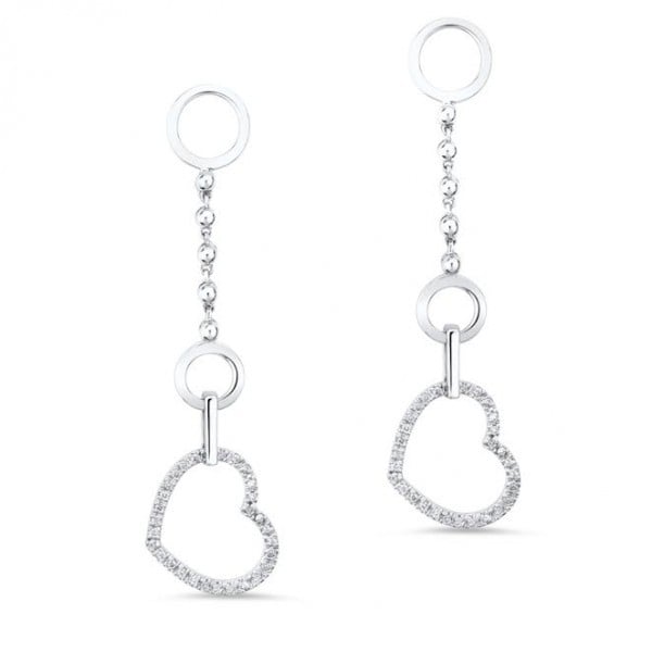 Heart Shape Pave Diamond Dangle Earrings