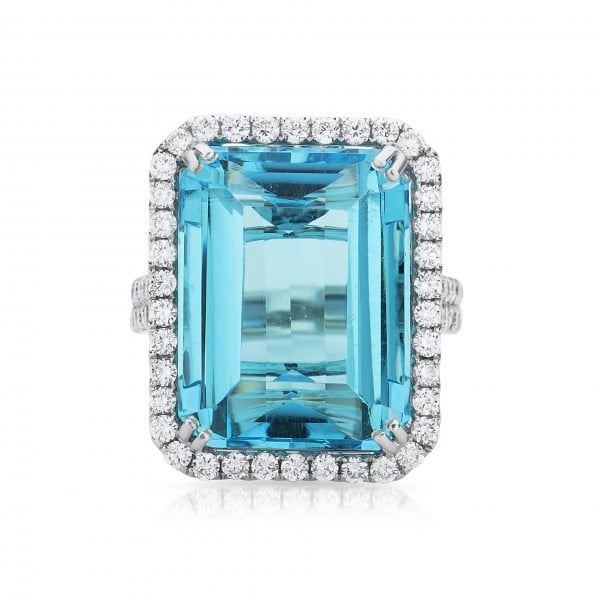 Emerald Blue Topaz Engagement Ring