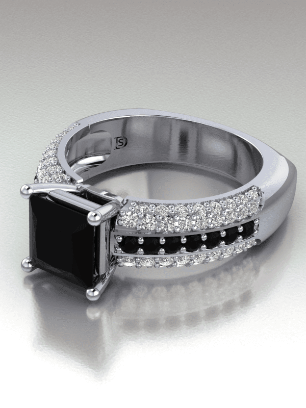 Princess Cut Black Diamond Engagement Ring
