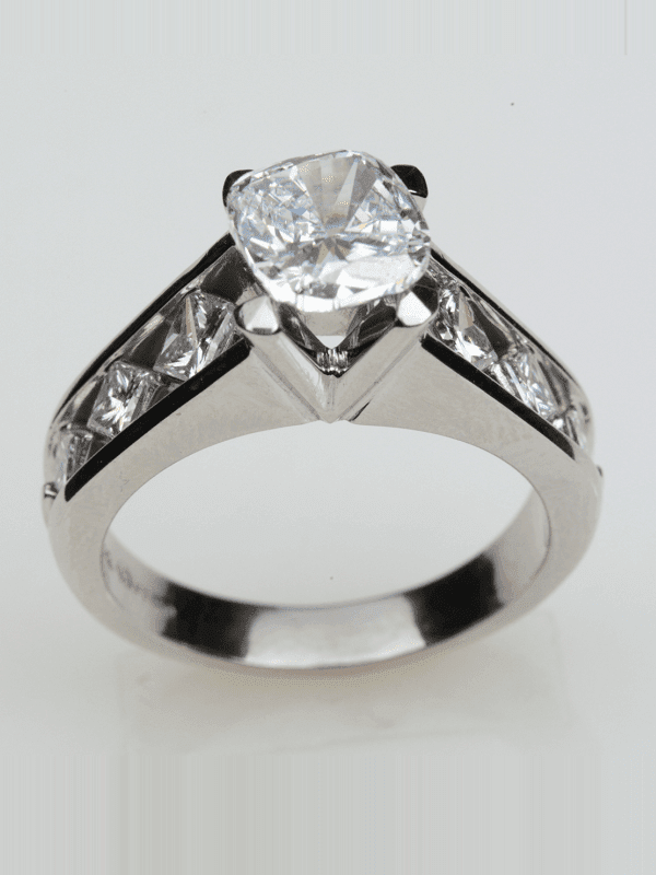 Princess Cut Diamond Engagement Ring Diagonally Set