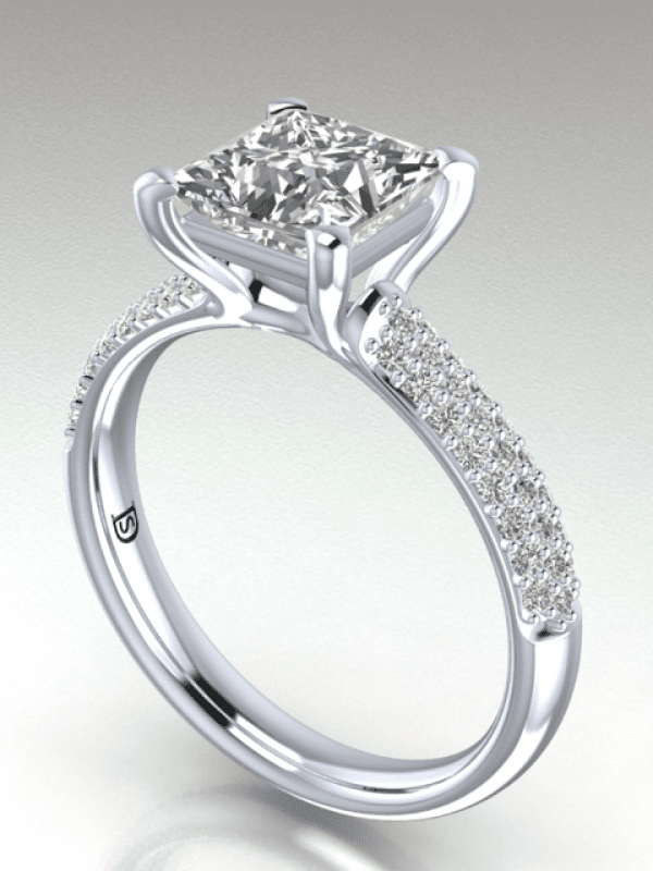Princess Cut Micro Pave Engagement Ring
