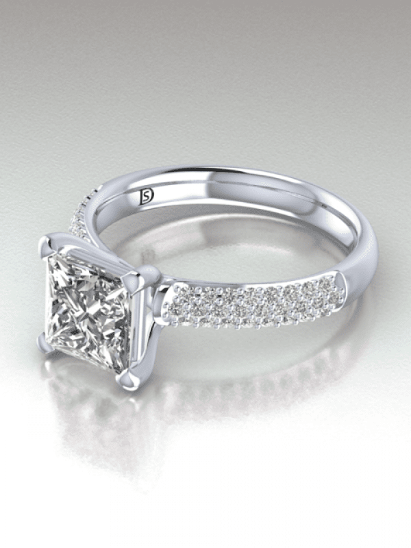 Princess Cut Micro Pave Engagement Ring