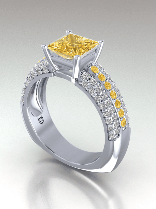 Princess Cut Yellow Diamond Engagement Rings