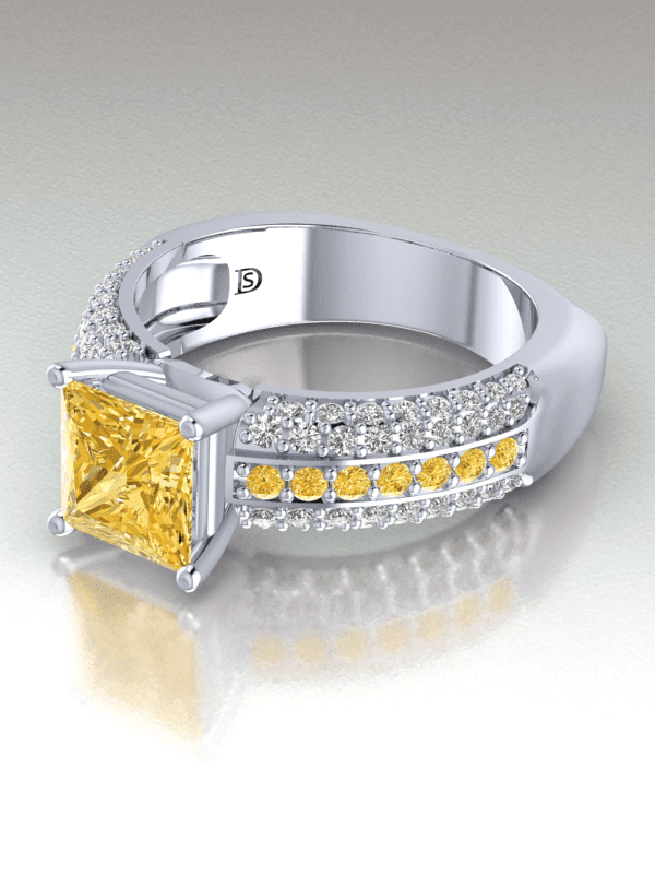 Princess Cut Yellow Diamond Engagement Rings