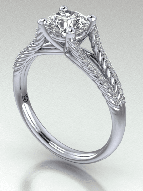 Rope Twist Split Shank Engagement Ring