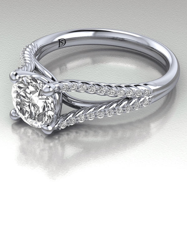 Rope Twist Split Shank Engagement Ring