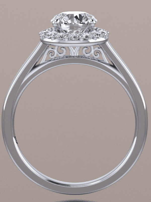 Round Halo Semi-Mount Engagement Ring