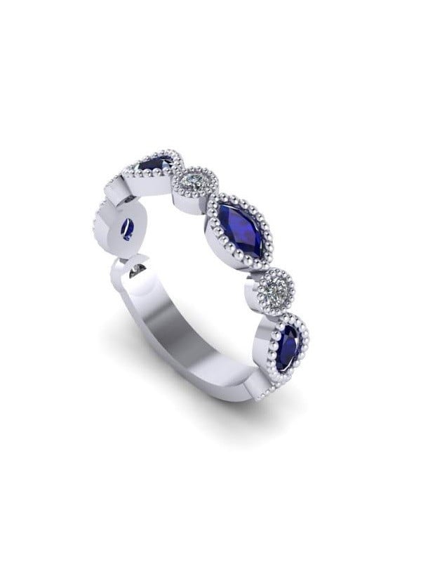 Sapphire Diamond Wedding Band