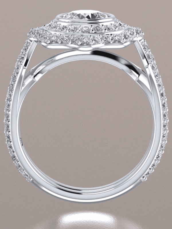 Scalloped Halo Engagement Ring