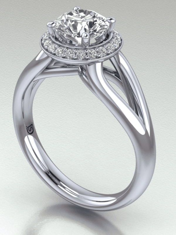 Split Shank Halo Diamond Engagement Ring