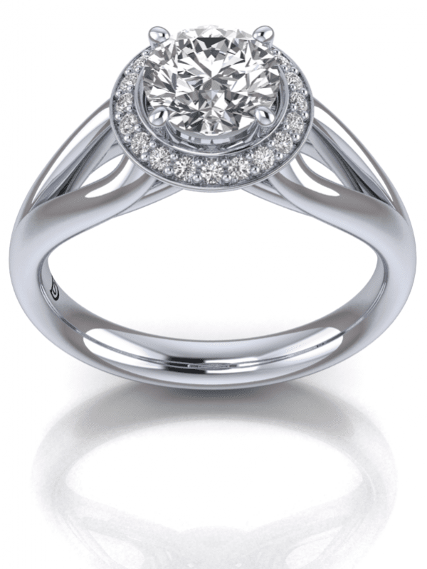 Split Shank Halo Diamond Engagement Ring