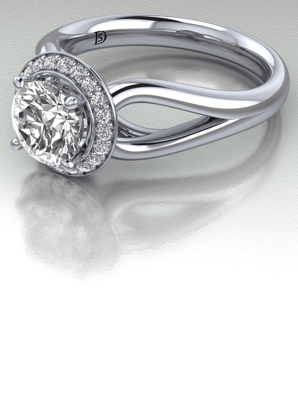 Split Shank Halo Diamond Engagement Ring