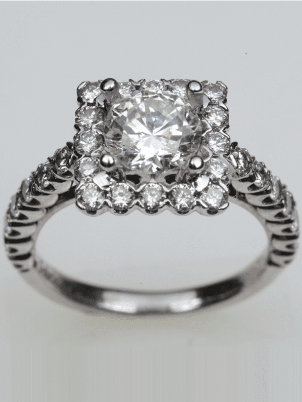 Square Halo Semi Mount Engagement Rings