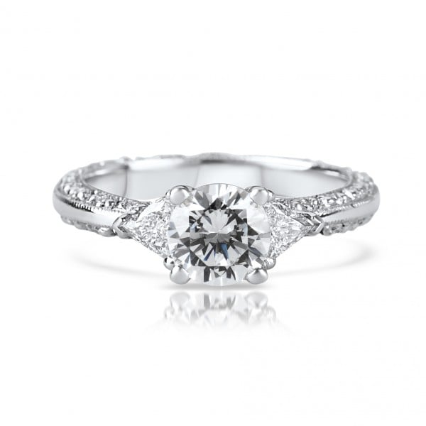 Tacori Brilliant Round and Trillion Cut Diamond Engagement Ring